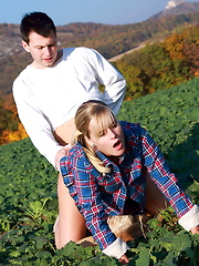 These horny teens fucking at the wild fields