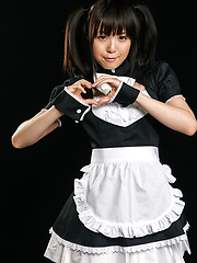 JA model Sakura Sena in maid uniform services cock