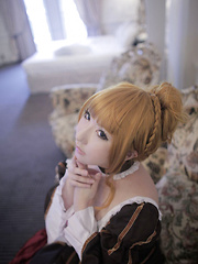 Saku Asian is such perfect blonde doll in fantastic epoque dress